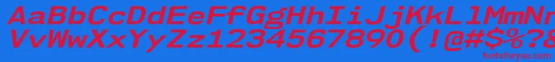 Nk57MonospaceExBdIt Font – Red Fonts on Blue Background