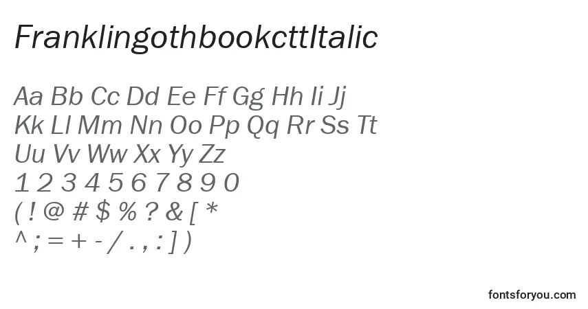 Шрифт FranklingothbookcttItalic – алфавит, цифры, специальные символы