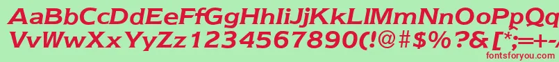 フォントNebraska ffy – 赤い文字の緑の背景