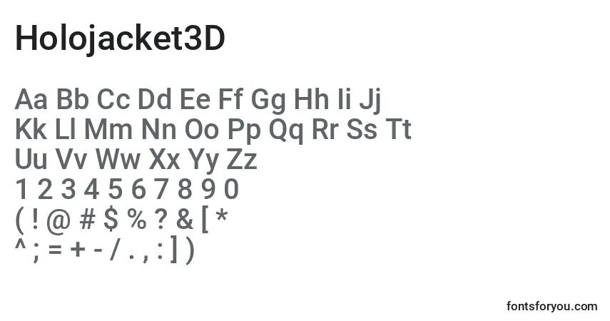 Czcionka Holojacket3D – alfabet, cyfry, specjalne znaki