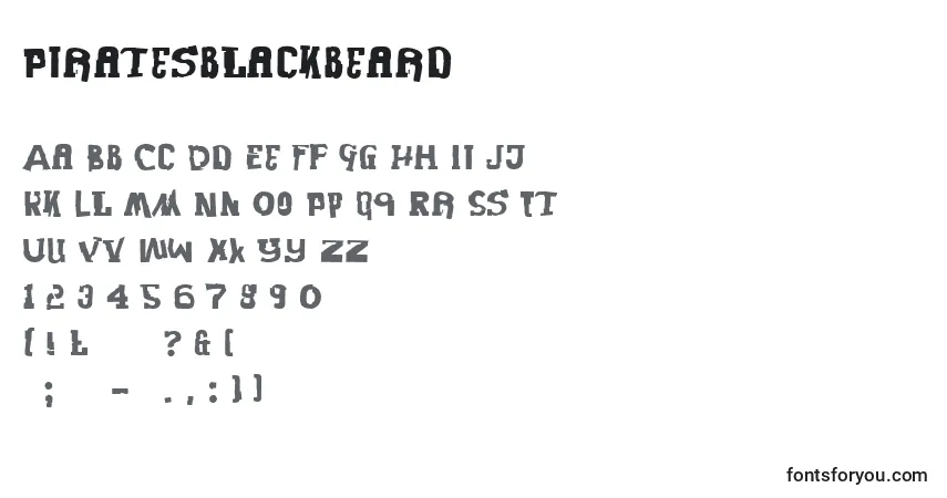Schriftart Piratesblackbeard – Alphabet, Zahlen, spezielle Symbole