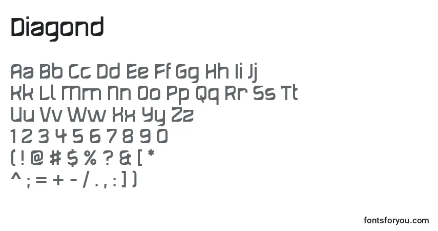 Шрифт Diagond – алфавит, цифры, специальные символы