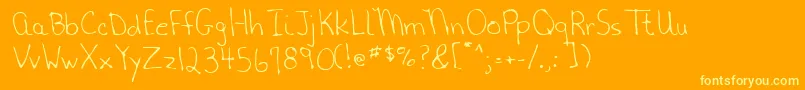 Lehn124-Schriftart – Gelbe Schriften auf orangefarbenem Hintergrund