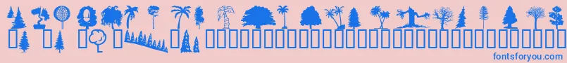 フォントWmtrees1 – ピンクの背景に青い文字