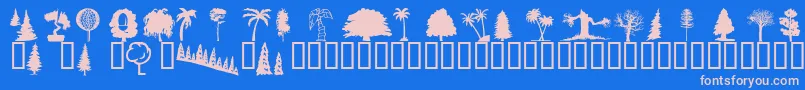 フォントWmtrees1 – ピンクの文字、青い背景