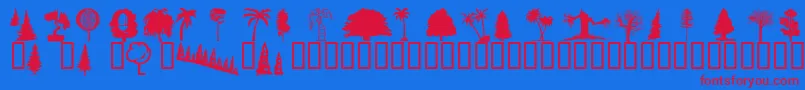 Wmtrees1-fontti – punaiset fontit sinisellä taustalla