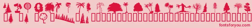 Wmtrees1-Schriftart – Rote Schriften auf rosa Hintergrund