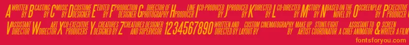 SteeltongsItalic-Schriftart – Orangefarbene Schriften auf rotem Hintergrund