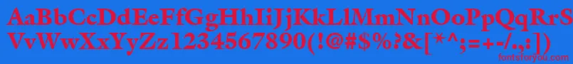AcanthusBlackSsiBlack-Schriftart – Rote Schriften auf blauem Hintergrund