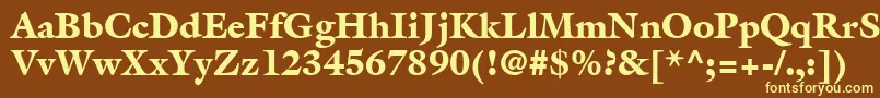 AcanthusBlackSsiBlack-fontti – keltaiset fontit ruskealla taustalla