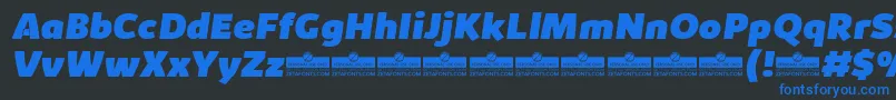 KabrioHeavyItalicTrial Font – Blue Fonts on Black Background