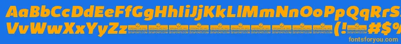 KabrioHeavyItalicTrial Font – Orange Fonts on Blue Background