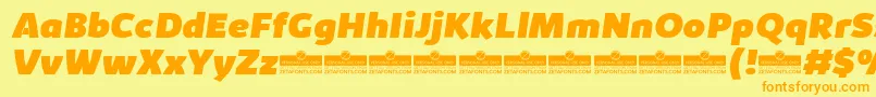 KabrioHeavyItalicTrial Font – Orange Fonts on Yellow Background
