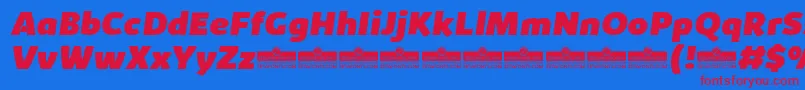 KabrioHeavyItalicTrial Font – Red Fonts on Blue Background