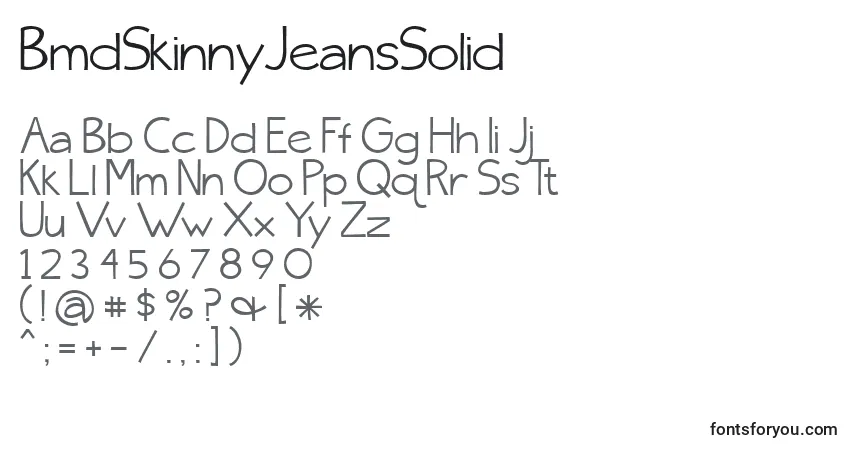 Шрифт BmdSkinnyJeansSolid – алфавит, цифры, специальные символы