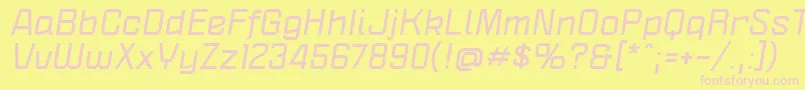 PoliticaXtBoldItalic-fontti – vaaleanpunaiset fontit keltaisella taustalla