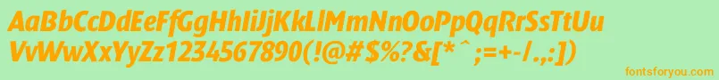 DendanewblackcondcItalic Font – Orange Fonts on Green Background