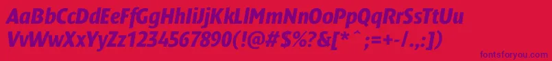 DendanewblackcondcItalic Font – Purple Fonts on Red Background