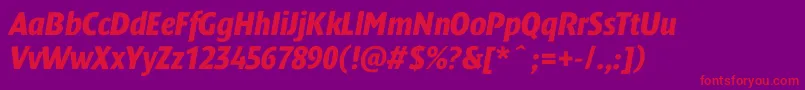 DendanewblackcondcItalic Font – Red Fonts on Purple Background