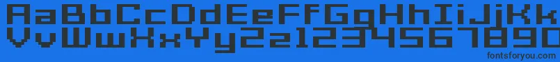 GrixelAcme7WideBoldXtnd-fontti – mustat fontit sinisellä taustalla