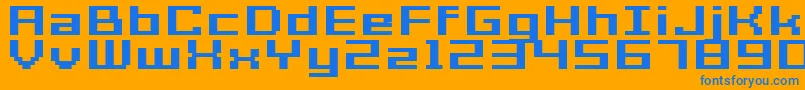 フォントGrixelAcme7WideBoldXtnd – オレンジの背景に青い文字