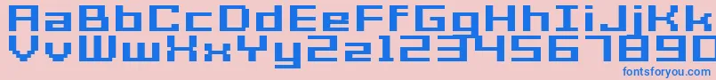 GrixelAcme7WideBoldXtnd-fontti – siniset fontit vaaleanpunaisella taustalla