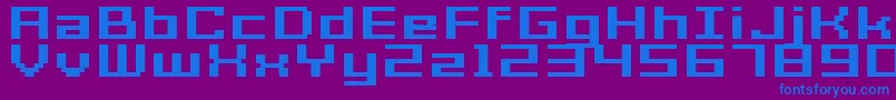 フォントGrixelAcme7WideBoldXtnd – 紫色の背景に青い文字