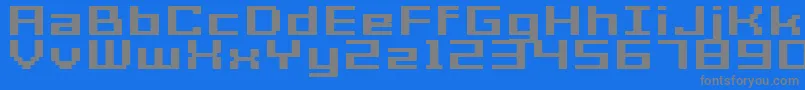 フォントGrixelAcme7WideBoldXtnd – 青い背景に灰色の文字