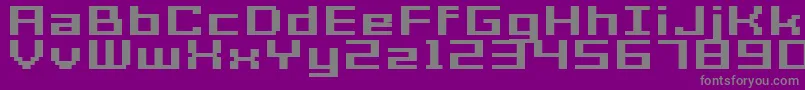 GrixelAcme7WideBoldXtnd-fontti – harmaat kirjasimet violetilla taustalla