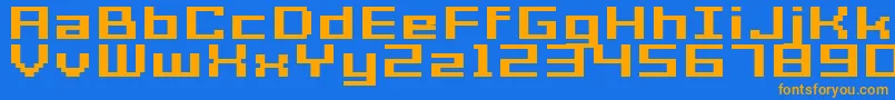 GrixelAcme7WideBoldXtnd Font – Orange Fonts on Blue Background