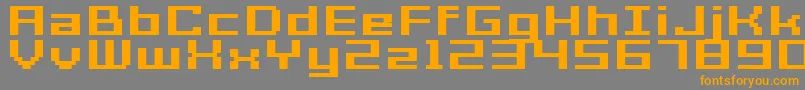GrixelAcme7WideBoldXtnd-Schriftart – Orangefarbene Schriften auf grauem Hintergrund