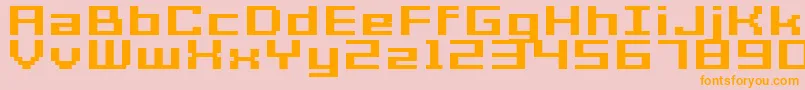 フォントGrixelAcme7WideBoldXtnd – オレンジの文字がピンクの背景にあります。