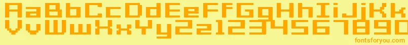 フォントGrixelAcme7WideBoldXtnd – オレンジの文字が黄色の背景にあります。