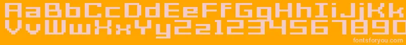 GrixelAcme7WideBoldXtnd-fontti – vaaleanpunaiset fontit oranssilla taustalla