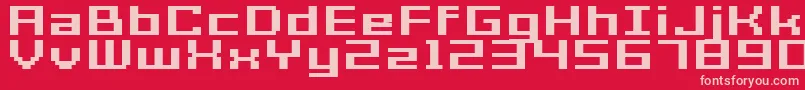 GrixelAcme7WideBoldXtnd-fontti – vaaleanpunaiset fontit punaisella taustalla