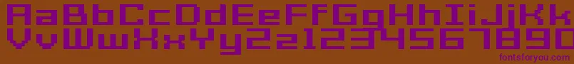 Czcionka GrixelAcme7WideBoldXtnd – fioletowe czcionki na brązowym tle