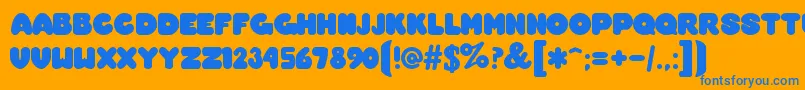 Overmch Font – Blue Fonts on Orange Background