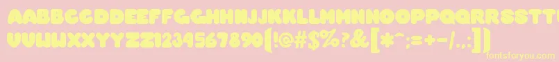 Overmch Font – Yellow Fonts on Pink Background