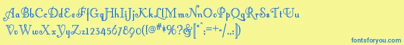 Littlelordfontleroynf-Schriftart – Blaue Schriften auf gelbem Hintergrund