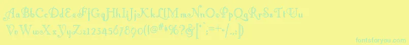 Fonte Littlelordfontleroynf – fontes verdes em um fundo amarelo