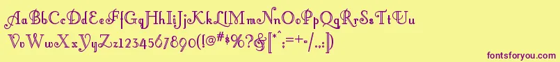 Littlelordfontleroynf Font – Purple Fonts on Yellow Background