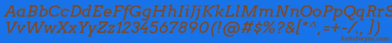 Fonte ArvoItalic – fontes marrons em um fundo azul