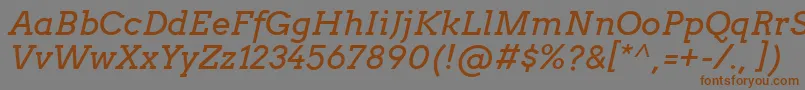 Więcej informacji o czcionce ArvoItalic Czcionka ArvoItalic – brązowe czcionki na szarym tle