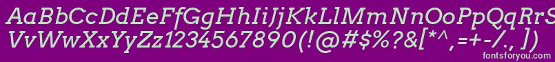 Czcionka ArvoItalic – zielone czcionki na fioletowym tle