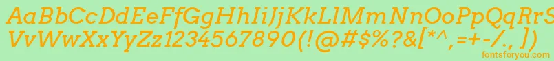 Czcionka ArvoItalic – pomarańczowe czcionki na zielonym tle
