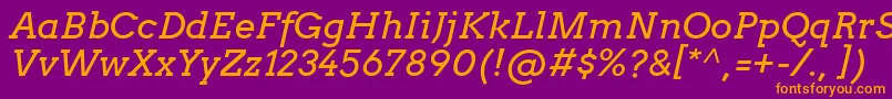 Saiba mais sobre a fonte ArvoItalic Fonte ArvoItalic – fontes laranjas em um fundo violeta