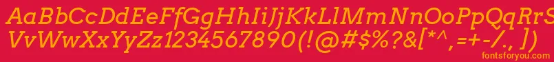 フォントArvoItalic – 赤い背景にオレンジの文字