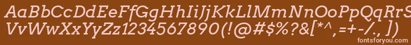 ArvoItalic-fontti – vaaleanpunaiset fontit ruskealla taustalla