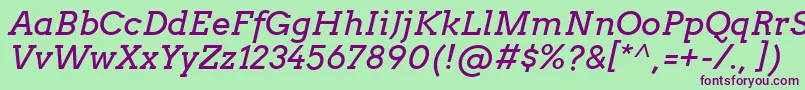 フォントArvoItalic – 緑の背景に紫のフォント