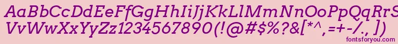 Czcionka ArvoItalic – fioletowe czcionki na różowym tle